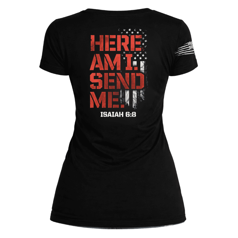Here am I blk female t shirt (1)